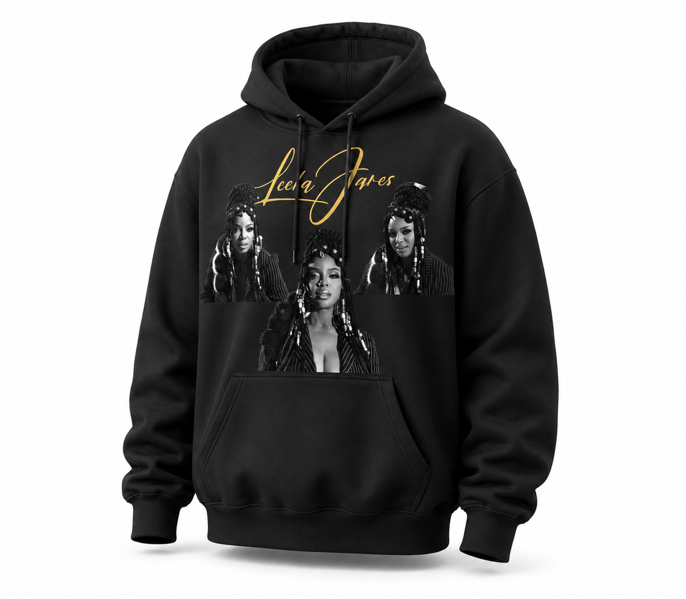 Leela James Official Signature Portrait Hoodie – Premium Black Pullover